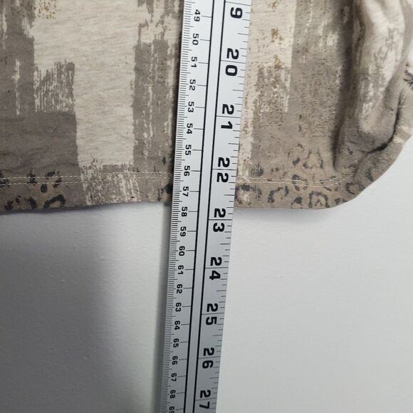 Vintage y2k brown lace sleeve studded mixed  media animal print grunge top med p - Picture 6 of 6